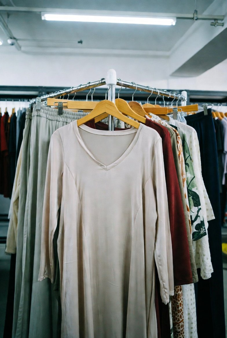 Hanging dresses and skirts